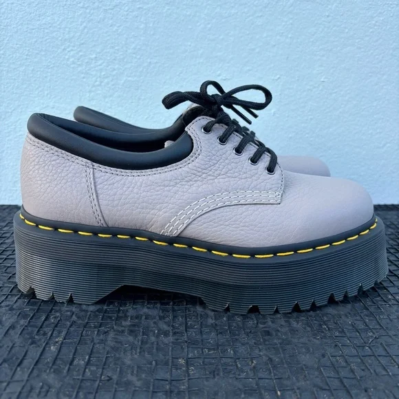 Dr. Martens Vintage Taupe Leather Platform Oxfords Dr. Martens Quad II Platform Derby Leather Vintage Taupe  main image 4